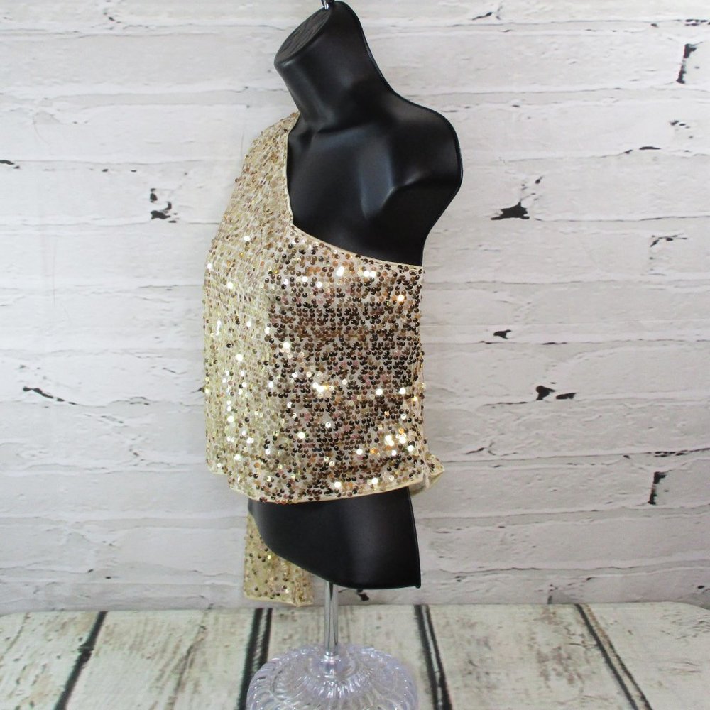 Verdusa One Shoulder Cropped Sequined Top - Picture 4 of 9